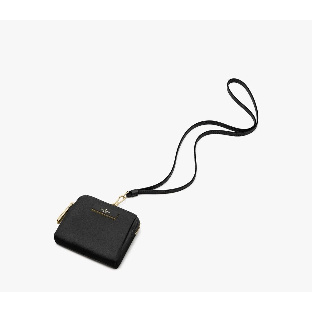 Kate Spade Carter Nylon Card Case Lanyard Pouch ~NWT~ Black